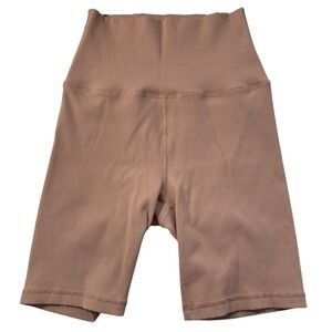 OFFLINE by Aerie Ribbed High Waisted Biker Shorts Tan Brown M 3134514674
